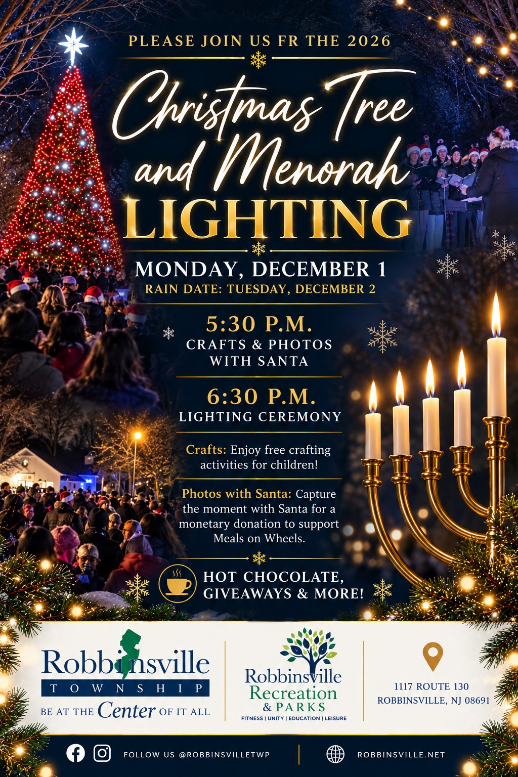 2026 Tree and Menorah Lighting Flyer